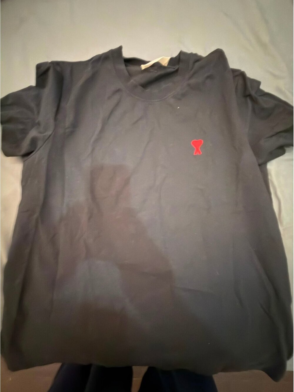 Ami Alexandre Mattiussi Black T-Shirt with Red Logo Size L